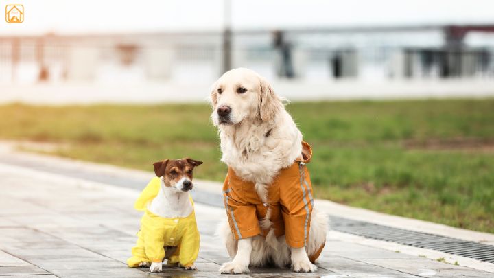 dog with rain coats